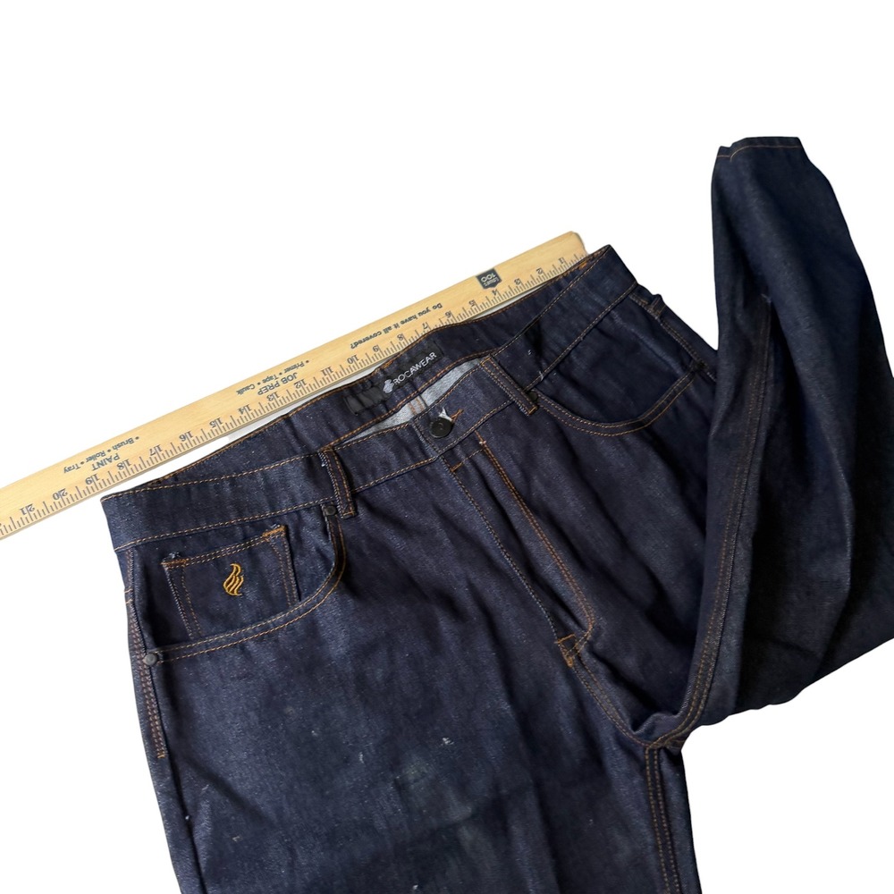 Rocawear Vintage Y2K Baggy Wide Leg Jeans Indigo Blue Embroidered Mens 38x32 - Picture 9 of 10